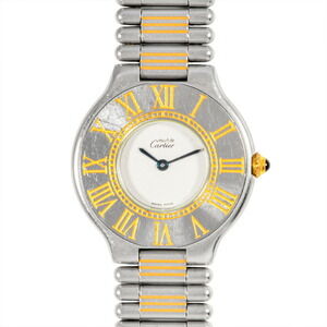 Cartier W10050F4 Vantianne Must 21 Quartz Watch with Ivory Dial for Men